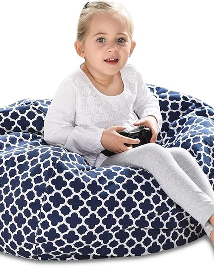 YuppieLife Kids Storage Bean Bag Cover（No Filling）Toy Organizer|Carrying Handle Sofa|Available for Kids and Teenager|Cuddle Chair|Machine Washable and Durable（27“,Leaf Clover）