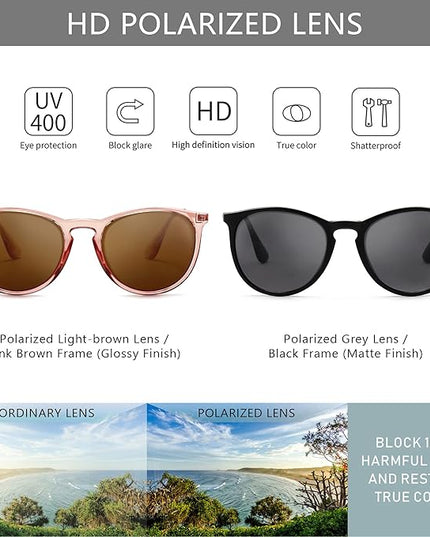 SUNGAIT Premium Vintage Round Sunglasses for Women Men Classic Retro Trendy Style