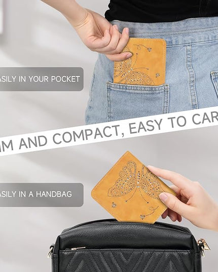 KITEVIUN Small RFID Wallet Women Ultra Thin Slim Womens Wallet Mini Compact Bifold Pocket Ladies Wallets for Women YELLOW