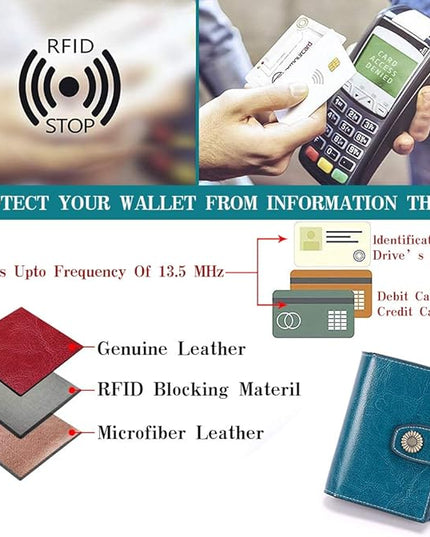 FALAN MULE Small Wallet for Women Leather Bifold Compact Small Womens Wallet with RFID Blocking