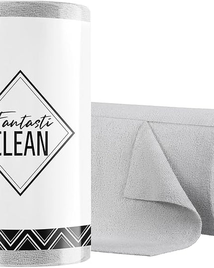 Fantasticlean Microfiber Cleaning Cloth Roll -75 Pack, Tear Away Microfiber Towels, 12" x 12", Reusable, Washable, Scratch Free, Ultra Absorbent Dishcloth for All-Around Cleaning Supplies (Grey)