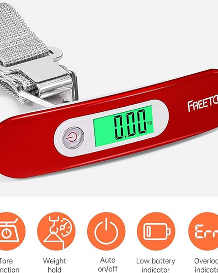 FREETOO Luggage Scale Portable Digital Hanging Scale for Travel, Suitcase Weight Scale with Superior Piano Lacquer 110 Lb/ 50Kg Capacity, Battery Included