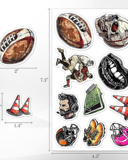 Pack 50 Pcs Cute Sports Football Stickers for Water Bottles Funny Laptop Luggage Computer Scrapbooking Kids Teens Girls Boys Adults Waterproof Aesthetic Sticker Small Vinyl Decals