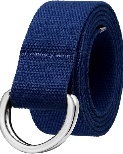 Falari Canvas Web Belt Metal Double D Ring Buckle for Men Women Casual Cloth Military Style Belt 1 1/2" Wide