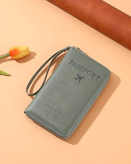 Leather RFID Blocking Passport Holder Travel Wallet, Passport Cover/Travel Wallet for Women/Men with