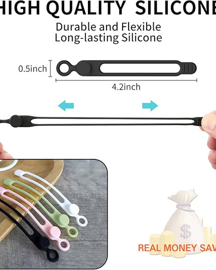 35pcs Silicone Cable Ties,Reusable Cable Management Organizer, Wire Ties，Travel Cord Ties，Cord Organizer for Bundling Cable Cords in Home,Office,Kitchen,School(5 Colors)