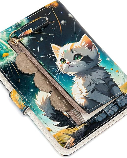 Passport Holder for Travel Essentials, RFID Blocking Passport Wallet Cover with Magnetic Closure, Passport Book Holders for Women and Men (Cute Cat)
