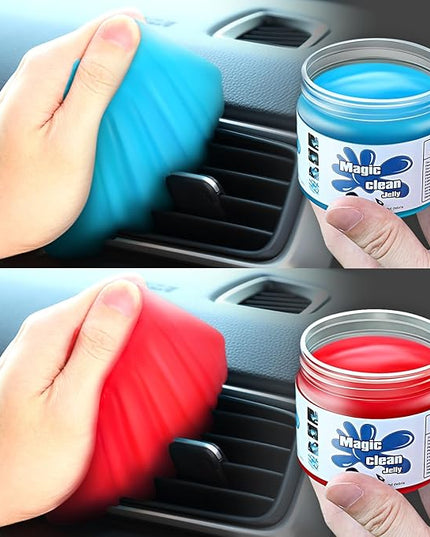 DNA MOTORING 2 Pack Car Cleaning Gels Auto Detailing Tools Cleaning Putty Car Interior Cleaner, Car Jelly Cleaner, Keyboard Cleaner, Car Cleaning Supplies Car Gifts for Men Women,Blue+Red, TOOLS-00147
