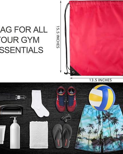 GoodtoU Drawstring Backpack, Nylon Cinch Sack Gym Bag for Sport, Traveling, Team (40Pcs, Cherry)