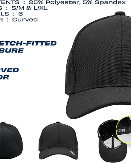 [2 Pack] Hybrid Stretch-Fitted Trucker Cap, Baseball Cap with Air Mesh