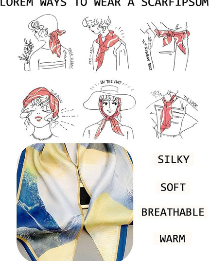 Head Scarf Purse Handle Neck Satin Hair Scarfs For Bag Lightweight Silky Long Thin Women's Fashion Scarves 59 * 5.9”