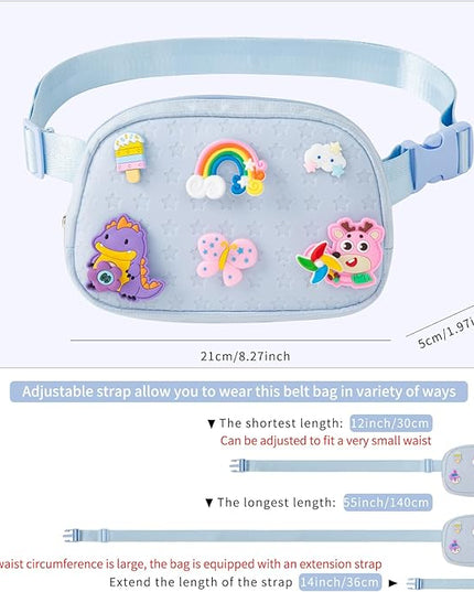 Cute Diy Pink Waist Fanny Pack for Girls, Crossbody Bag Purse Belt Bag,Dance Recital Birthday Gifts for 3 4 5 6 7 8 9 10 11 12 Year Old Kids.(916Blue)