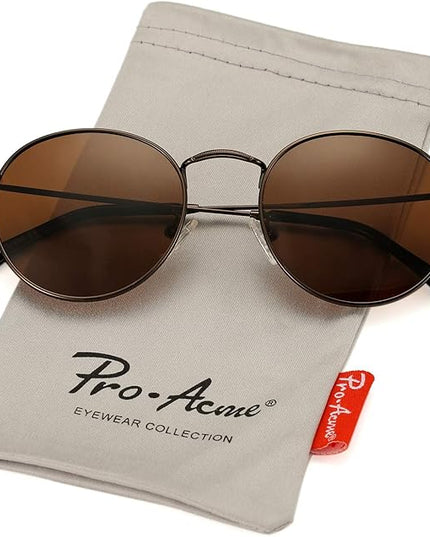 Pro Acme Small Round Metal Polarized Sunglasses for Women Retro Designer Style