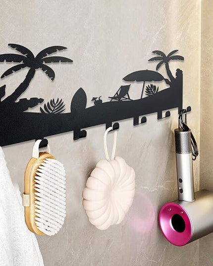 BooWoodNeonMetal Wall Mounted Key Rack | Metal Key Rack Hook Organizer | Metal Key Organizer with 7 Hooks Wall Decoration for Front Door, Hallway, Kitchen, Office