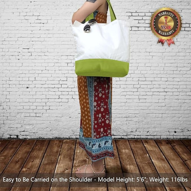 TOPDesign 1-Pack Super Strong Large 12oz Cotton Canvas Tote Bag, Reusable Grocery Shopping Cloth Bag, Fashionable Two-Tone Tote for Crafts, DIY Your Creative Designs