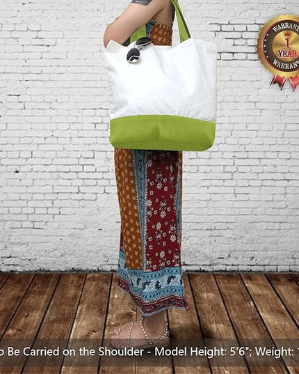 TOPDesign 3-Pack Super Strong Large 12oz Cotton Canvas Tote Bags, Reusable Grocery Shopping Cloth Bags, Fashionable Two-Tone Totes for Crafts, DIY Your Creative Designs