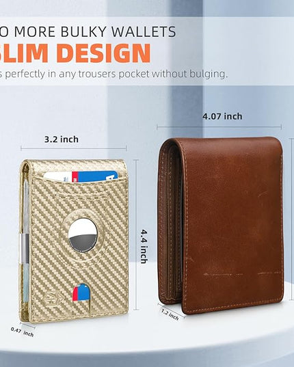 Zitahli Men's Wallets Airtag Holder Slim Rfid Leather with Gift Box