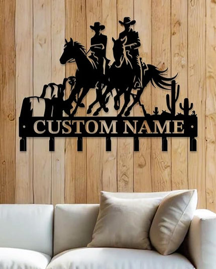 peanut case Personalized Farm Horse Keys Hooks,Custom Name Metal Cowboy Horse Art Keys Hooks,Metal Horse Lover Wall Home Storage Decorative Keys Hooks,Key Holder Hooks for Wall (Style E)