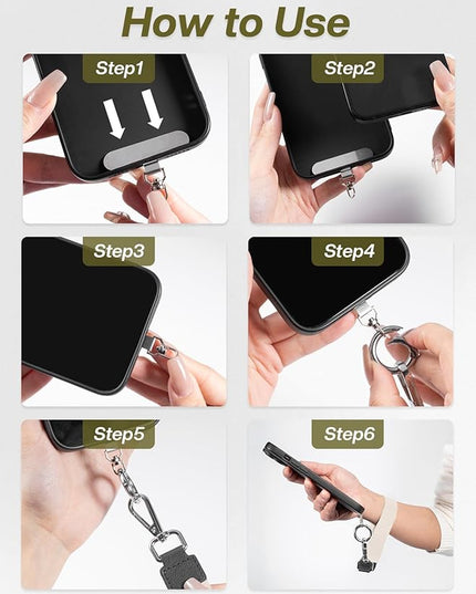 Clip and Go Strap for Phone with Wallet Crossbody Phone Lanyard Adjustable and Detachable RFID Wristlet Wallet with ID Window and Zipper, Cream(L)