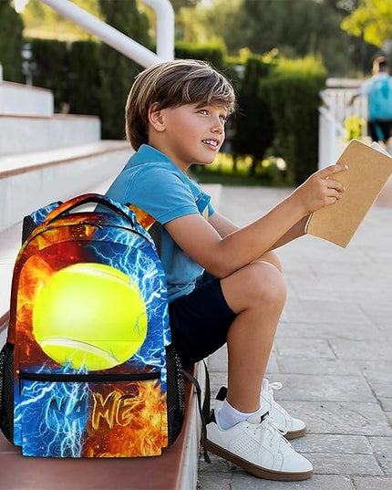 Kids Backpack for Boys Custom Tennis Schoolbag for Kindergarten Elementary Primary, Durable School Supplies