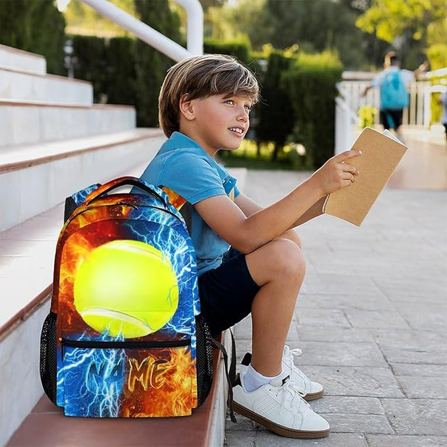 Kids Backpack for Boys Custom Tennis Schoolbag for Kindergarten Elementary Primary, Durable School Supplies
