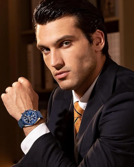 BY BENYAR Watch for Men Analog Quartz Chronograph Waterproof Luminous Designer Mens Wrist Watches Business Work Sport Casual Dress Watch with Silicone Strap Elegant Gifts for Men