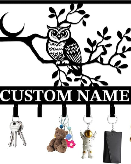 Personalized Custom Name Birds of Trees Wall Key Hooks,Metal Birds of Trees Art Clothes Hooks,Metal Birds of Trees Wall Home Storage Decorative,For Front Door, Hallway, Kitchen, Bedroom (Style I)