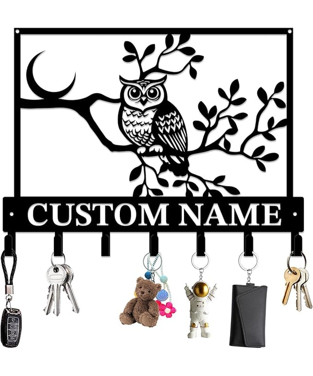 Personalized Custom Name Birds of Trees Wall Key Hooks,Metal Birds of Trees Art Clothes Hooks,Metal Birds of Trees Wall Home Storage Decorative,For Front Door, Hallway, Kitchen, Bedroom (Style I)
