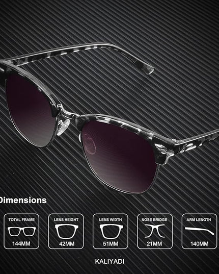 KALIYADI Polarized Sunglasses for Men and Women Semi-Rimless Frame Driving Sun glasses UV Blocking