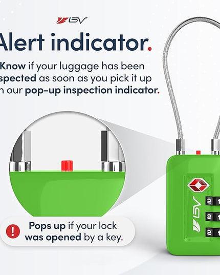 TSA Accepted Luggage Travel Lock, Set-Your-Own Combination Lock for School Gym Locker, Luggage Suitcase Baggage Locks, Filing Cabinets, Toolbox, Case (Green, 6 Pack)