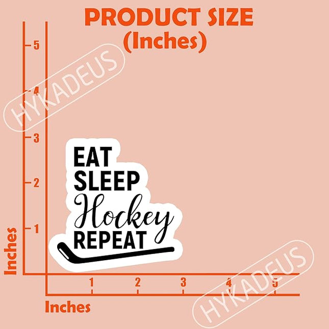 (3Pcs) Hockey Stickers Eat Sleep Hockey Repeat Vinyl Decals Waterproof Sticker for Water Bottles Scapbooks Laptop Phones Tumblers, Size 3 x 3 Inch