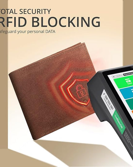 Oak Leathers Slim Leather Wallet for Men - RFID Wallets Credit Card Holder Ultra Thin Gift for Mens, Front Pocket Minimalist Design