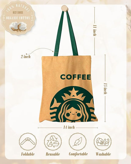 Aesthetic Canvas Tote Bag - Reusable Shoulder Tote Bag for Women Lady Casual Vacation, Shopping, Work, Gym