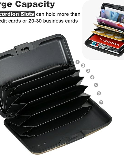 ELFISH Mini RFID Aluminum Wallet Credit Cards Holder Business Card Case Metal ID Case for Men Women(Champagne rose)