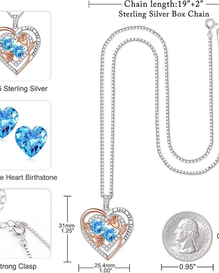 Iefil Christmas Gifts for Women - Sterling Silver Birthstone Necklace Anniversary Birthday Gifts for Her Wife Mom Daughter