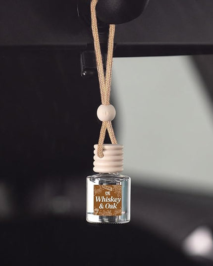 CANDECraftCo Car Air Hanging Fragrance Oil, Car Auto Freshener for Essential Oils, Scents Fragrance Aromatherapy Automobile Diffuser, Long Lasting (Whiskey & Oak)