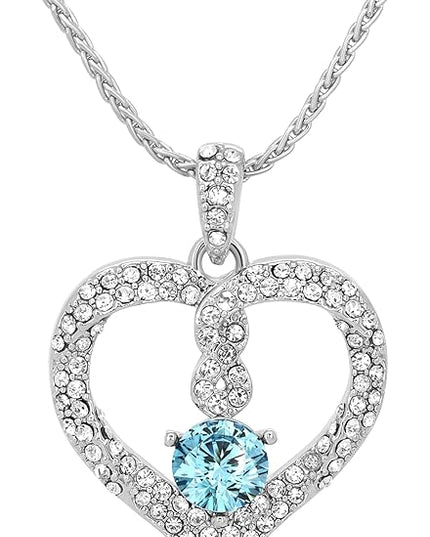 TRYNDI Birthstone Necklace for Women - Infinity 12 Months Birthstone Necklace, Christmas Gifts for Wife, Daughter, Girlfriend, Mom - Mother’s Day, Valentine’s, Anniversary, Birthday Gift for Her