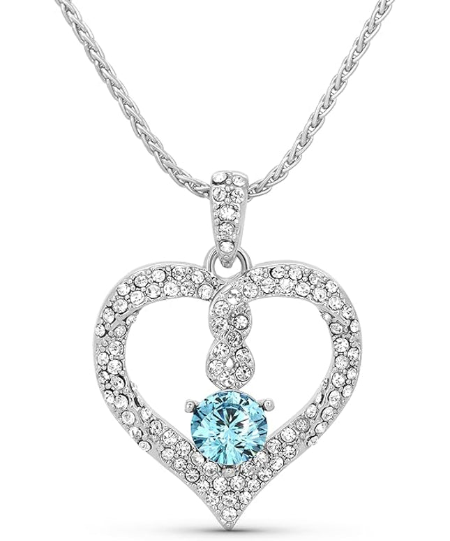 TRYNDI Birthstone Necklace for Women - Infinity 12 Months Birthstone Necklace, Christmas Gifts for Wife, Daughter, Girlfriend, Mom - Mother’s Day, Valentine’s, Anniversary, Birthday Gift for Her