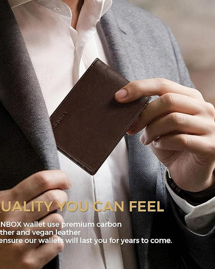 RUNBOX Wallet for Men Bifold RFID Blocking Wallets with 2 ID Window 14 Card Holders 1 cash pocket 1 Gift Box