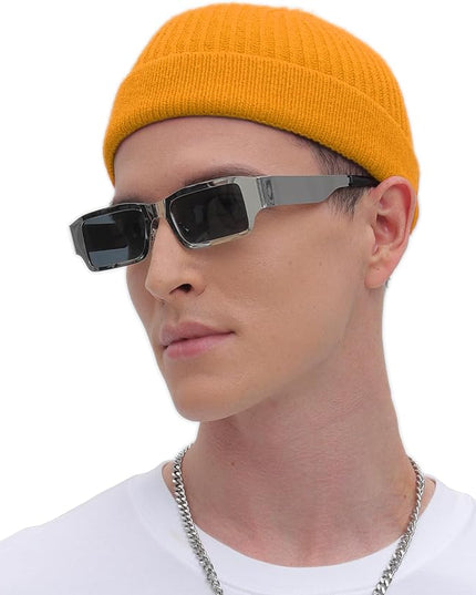 ROYBENS Thin Swag Wool Short Fisherman Beanie for Men Women, Knit Cuff Trawler Beanie Watch Hat, Soft Spring Fall Skull Cap