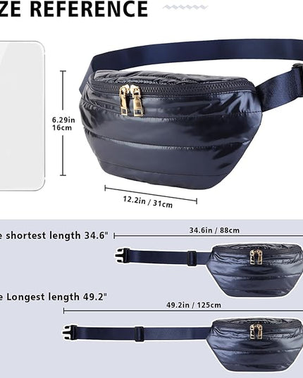 Fanny Packs for Women Fashion Waist Packs Quilted Puffer Belt Bag Puffy Crossbody Bags Sling Purse for Women Travel Running