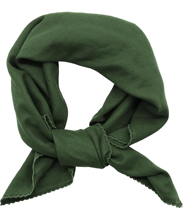 27" Cotton Hair Bandana for Women, Ladies Solid Color Neck Scarf Women's Square Scarves for Beach Dating Leisure