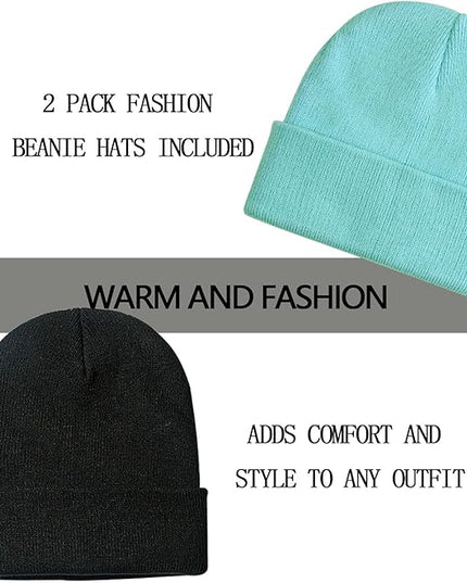 ZOORON 1&2 Pack Beanie for Men Women Slouchy Beanie Hats Winter Knit Caps Soft Ski Hat Unisex