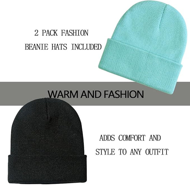 ZOORON 1&2 Pack Beanie for Men Women Slouchy Beanie Hats Winter Knit Caps Soft Ski Hat Unisex