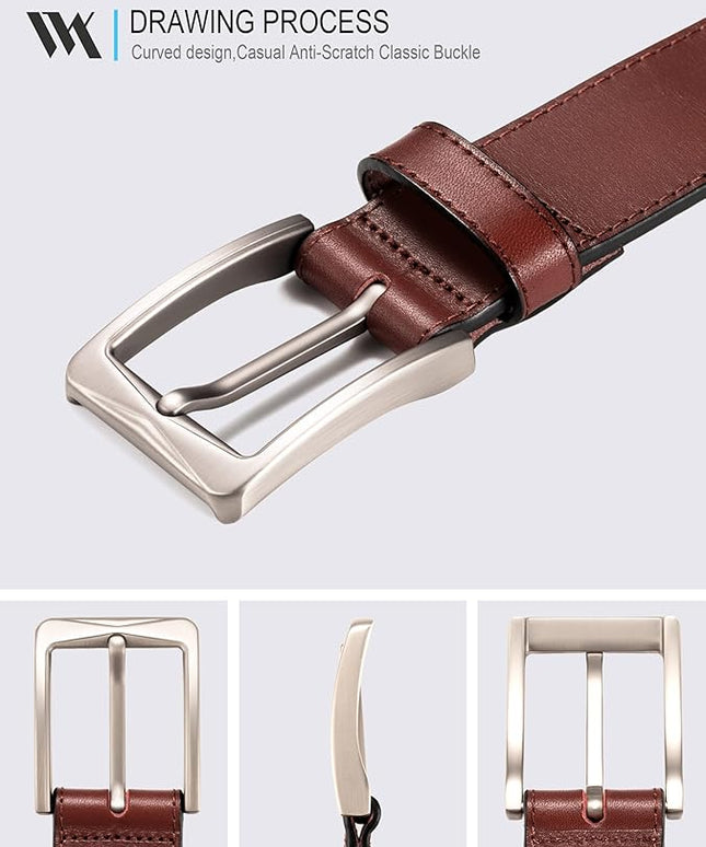 WOLFANT Men's 35mm Dress Casual Belt,100% Italian Full Grain Real Solid Leather