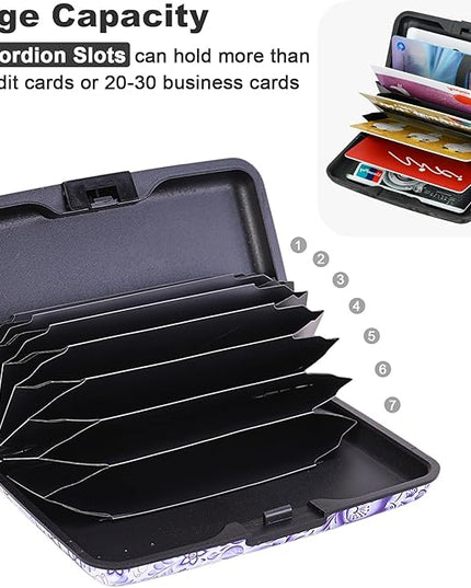ELFISH Mini RFID Aluminum Wallet Credit Cards Holder Business Card Case Metal ID Case for Men Women (Camellia)