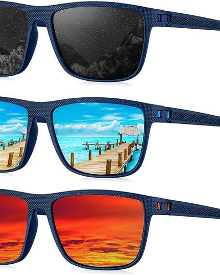 KALIYADI Polarized Sunglasses for Men, Lightweight Sun Glasses with UV Protection for Driving Fishing Golf