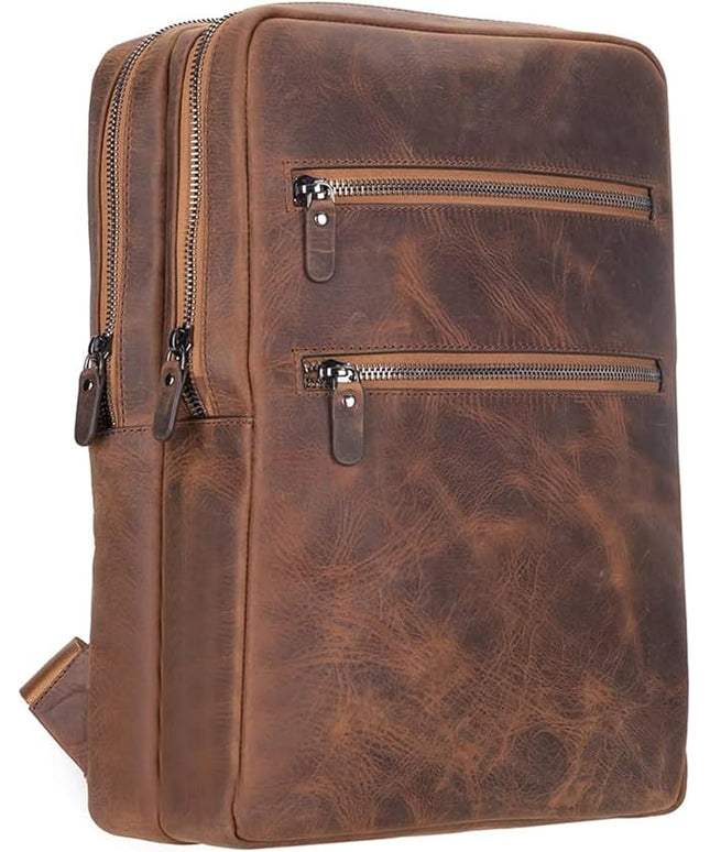 Osceola Genuine Leather Laptop Backpack for Men & Women, Handmade Leather Backpack Fits 16 Inch Laptop (Antic Brown)