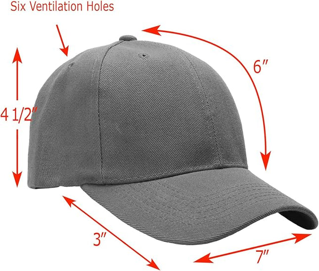 Falari Wholesale Bulk Lot 12-Pack Baseball Cap Adjustable Size Plain Blank Solid Color