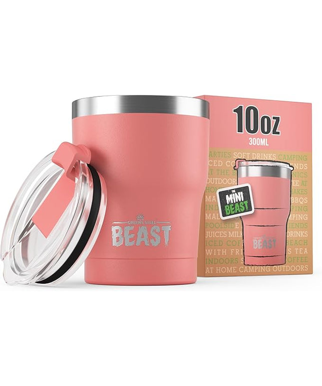 Beast 10 oz Tumbler Stainless Steel Vacuum Insulated Coffee Ice Cup Double Wall Travel Flask (Blossom Pink)